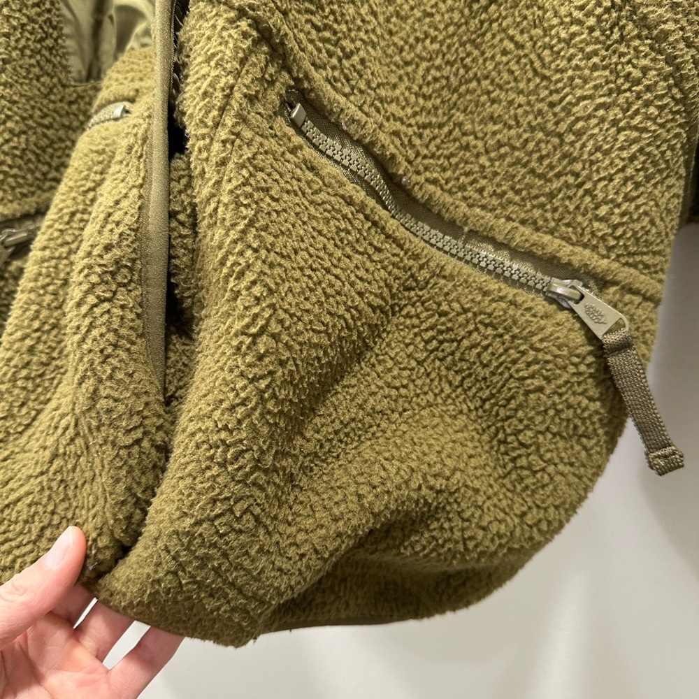 Free People Movement Hit The Slopes fleece Olive Army Green Women's snap Jacket - Picture 4 of 11